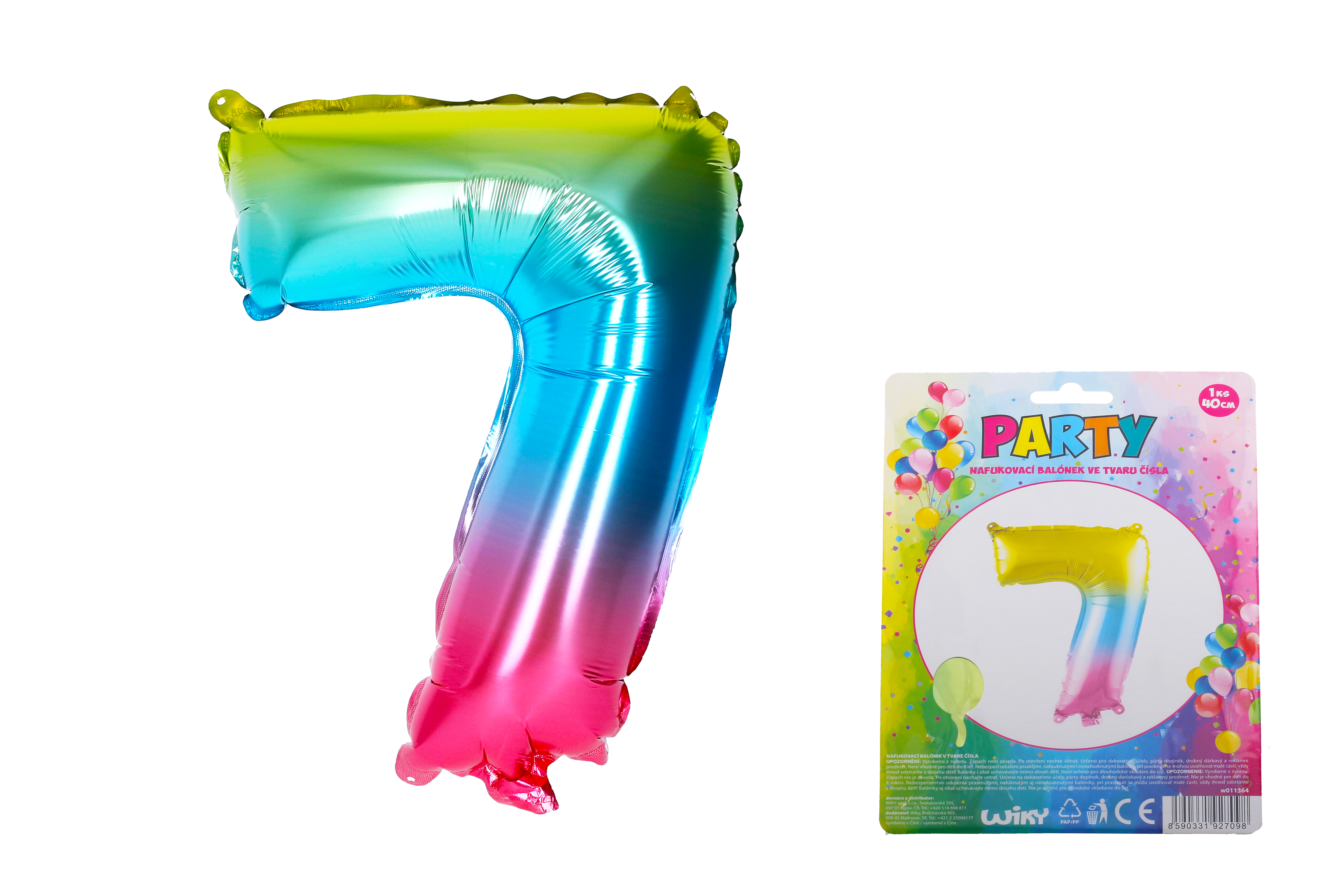Balónek nafukovací - číslo 7 duhový