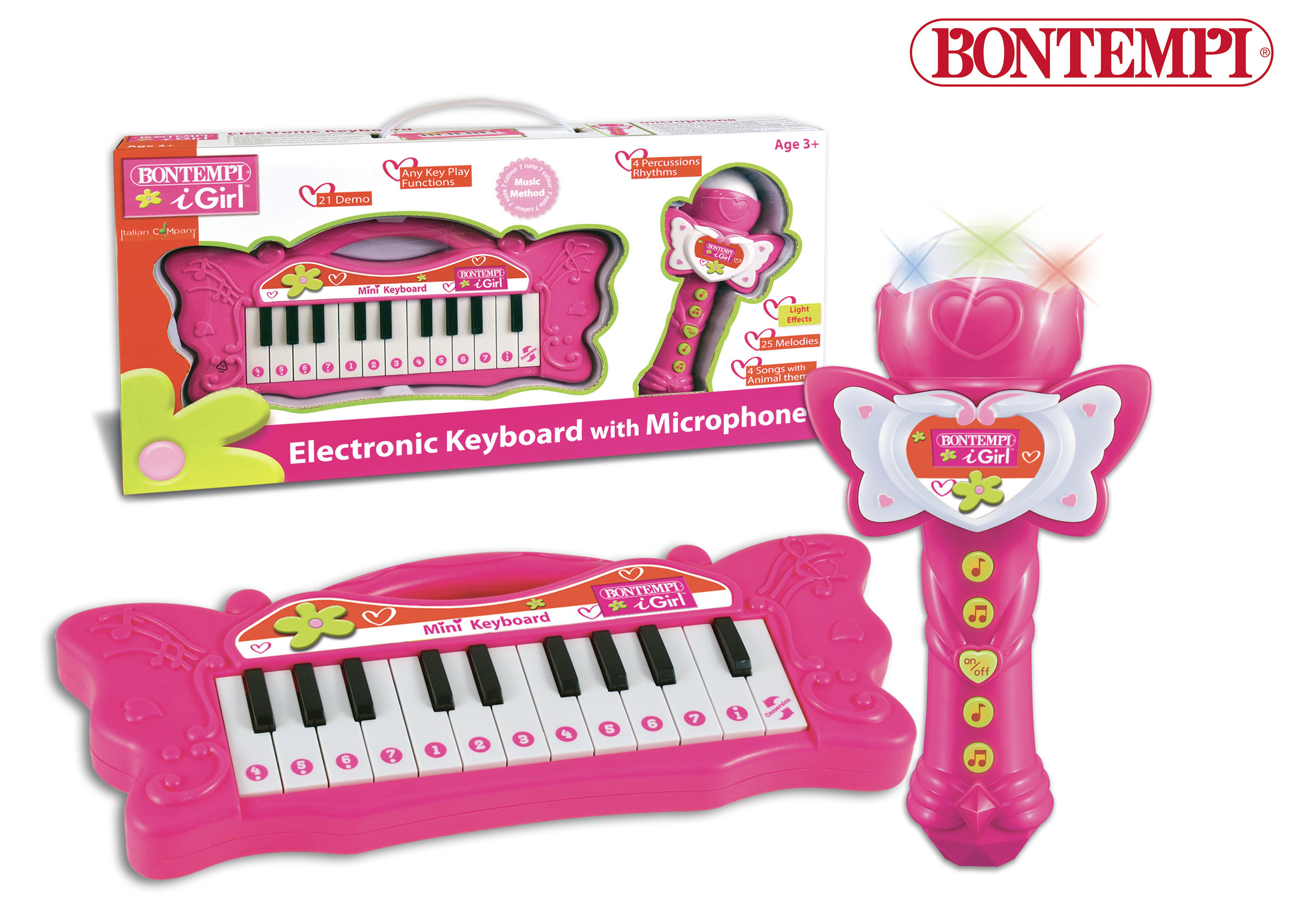 Bontempi Mini klávesnice a mikrofon Karaoke 35 x 10 x 3,5 cm