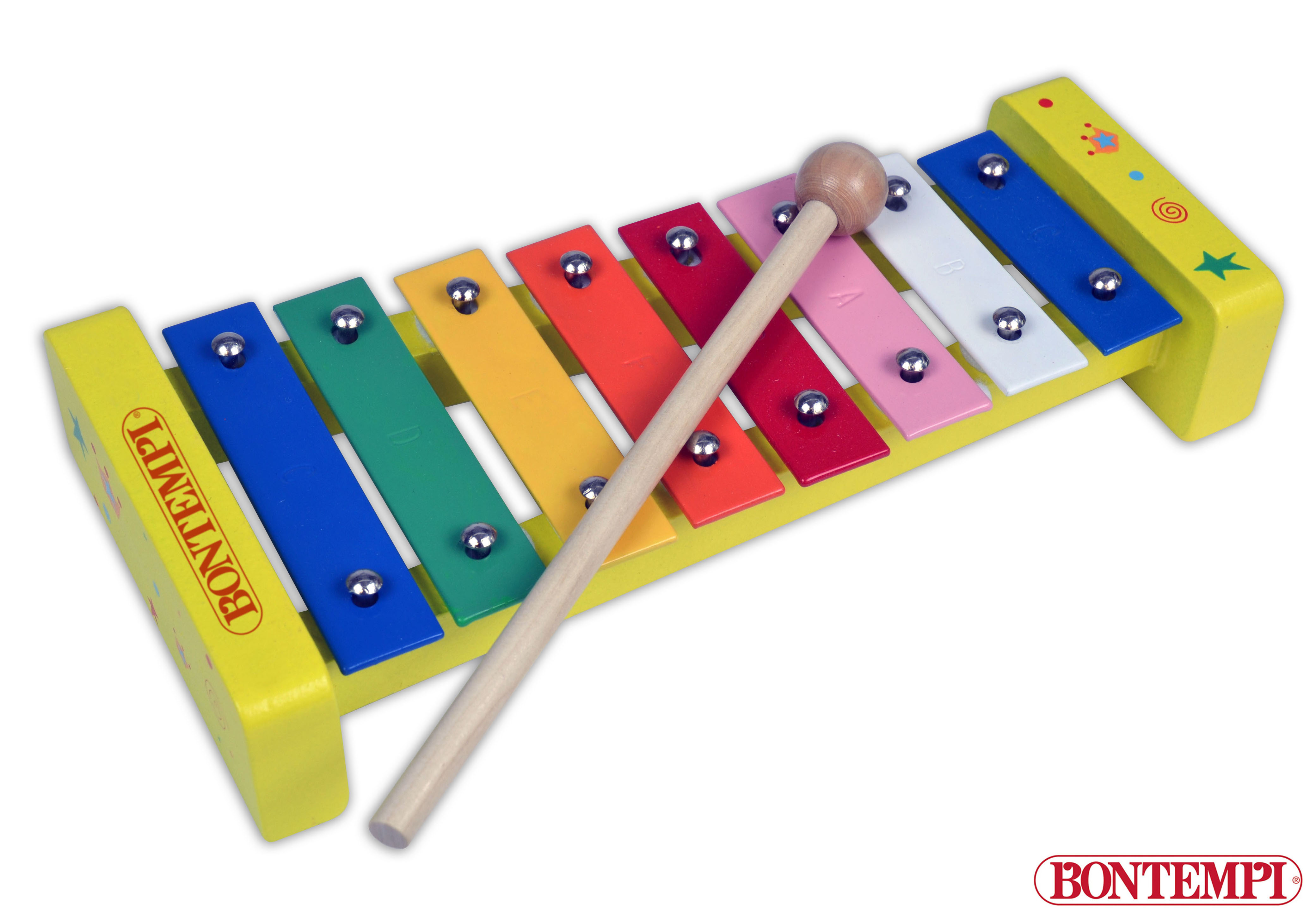 Bontempi Dřevěný xylofon s 8 kovovými notami 24 x 11 x 4,5 cm
