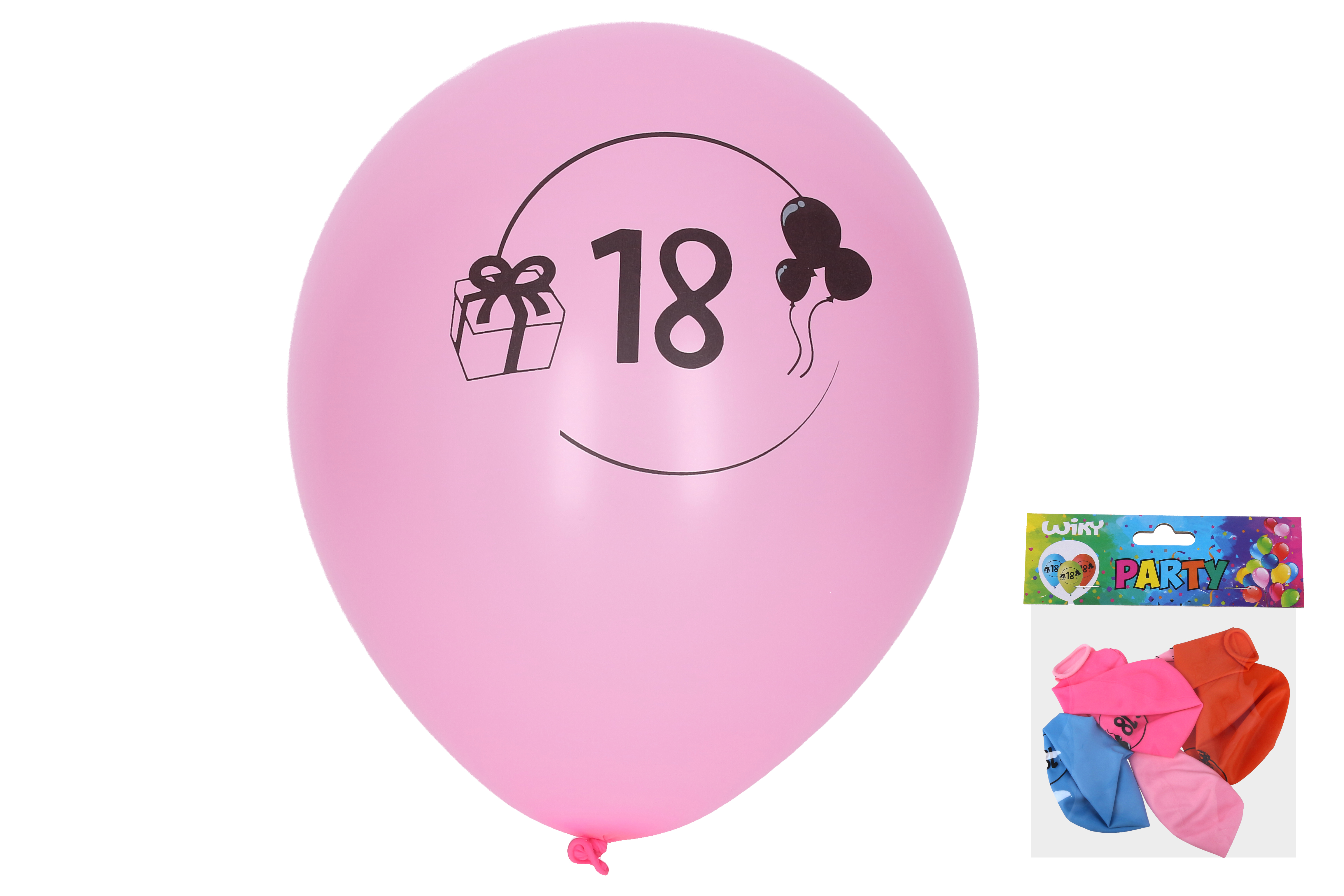 Balónek nafukovací 30 cm - sada 5ks, s číslem 18