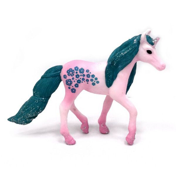A - Figurka Jednorožec růžový s glitry 10,5 cm
