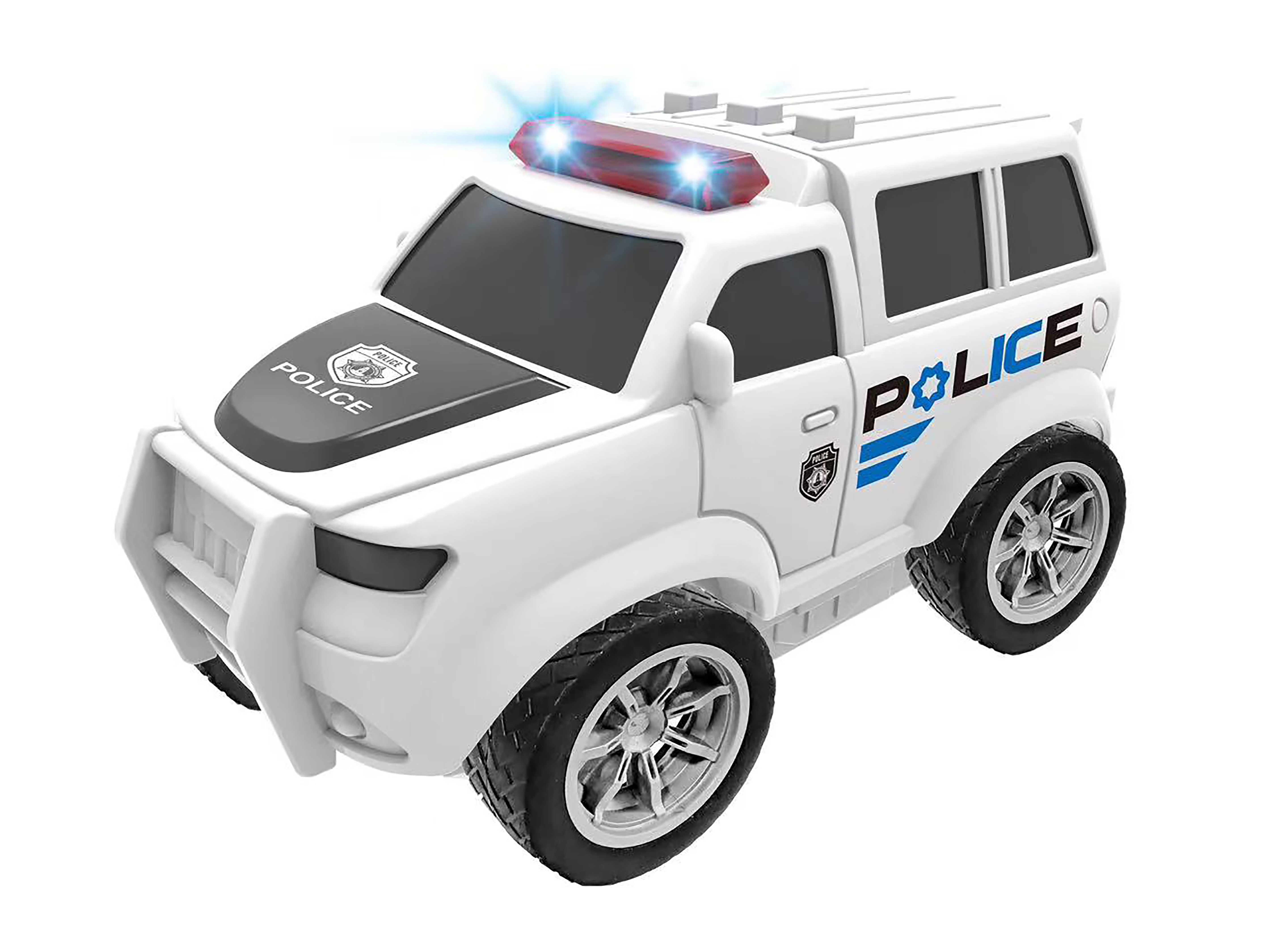 Auto policejní na setrvačník s efekty bílé 22,5 cm