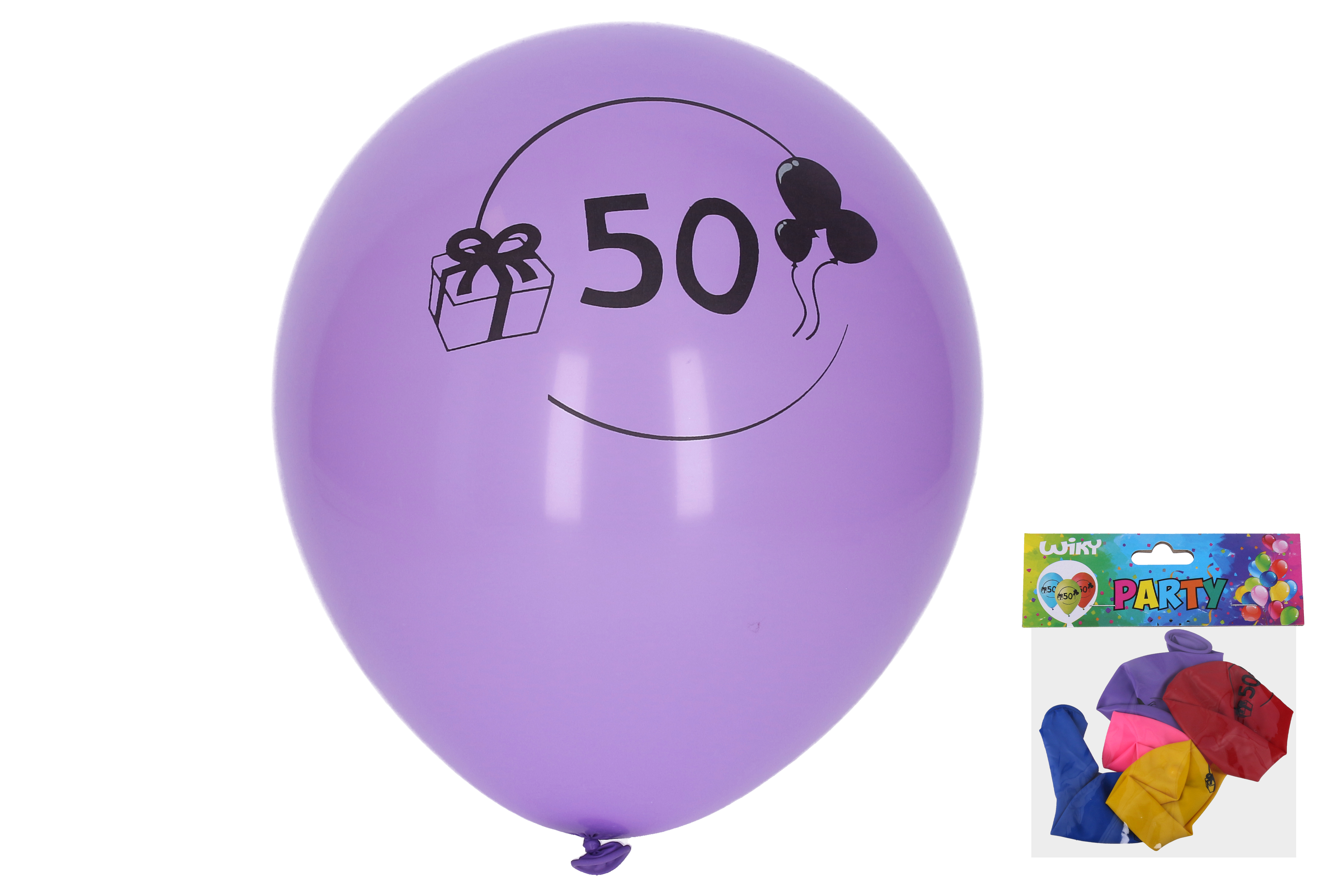 Balónek nafukovací 30 cm - sada 5ks, s číslem 50
