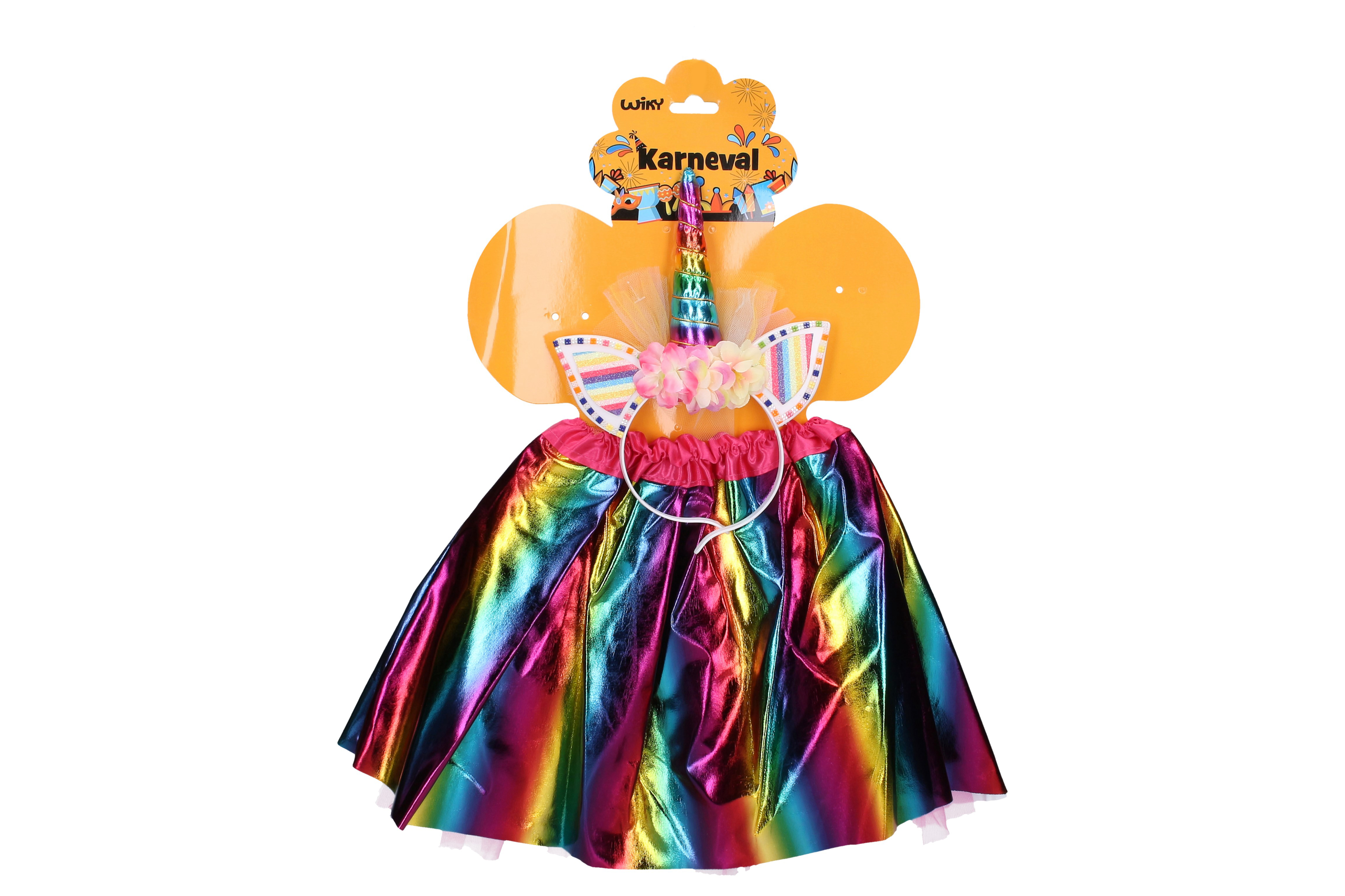 Set karneval sukýnka s čelenkou - jednorožec barevný