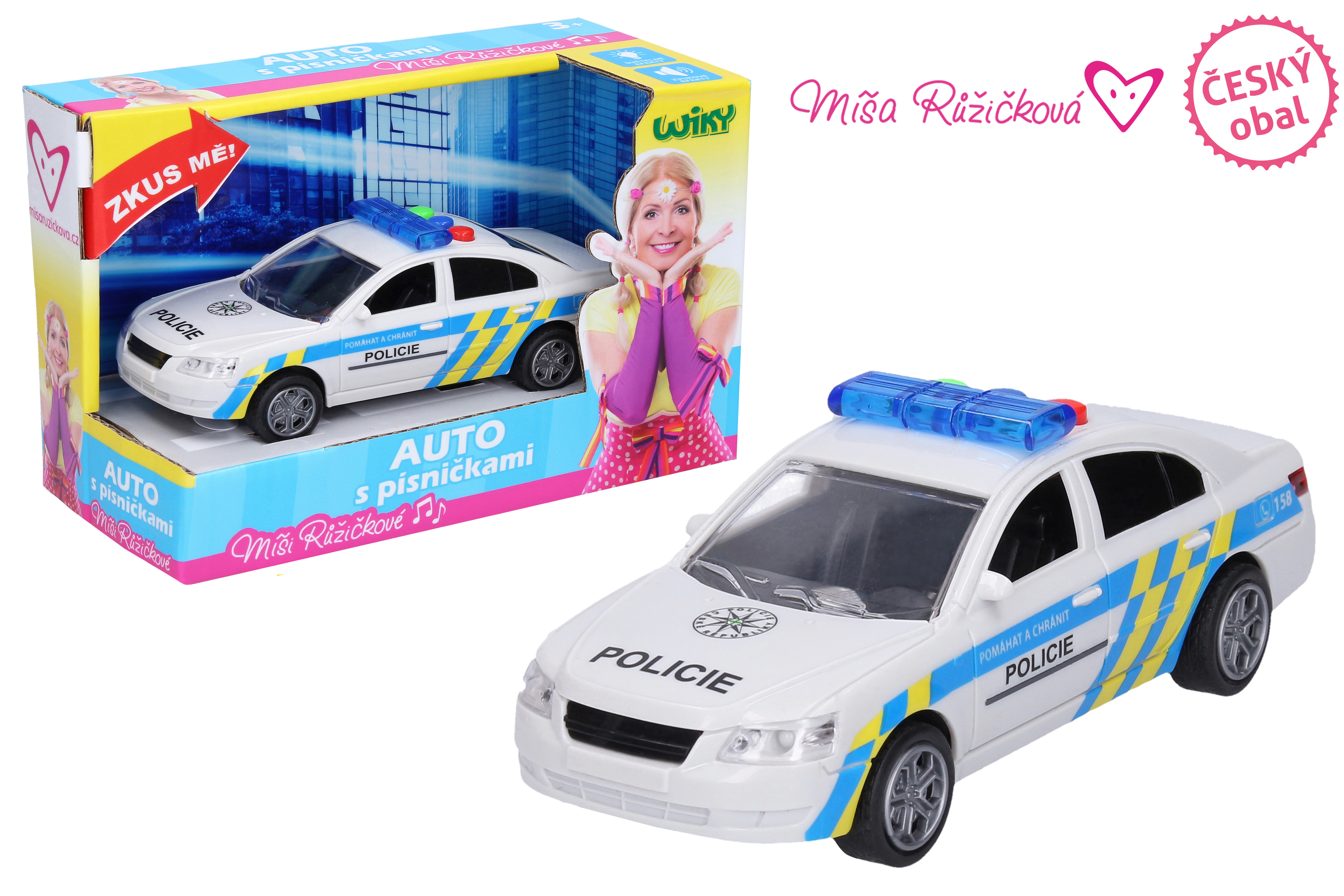 Auto policejní s efekty 15,5 cm - Míša Růžičková - mluví česky, český obal
