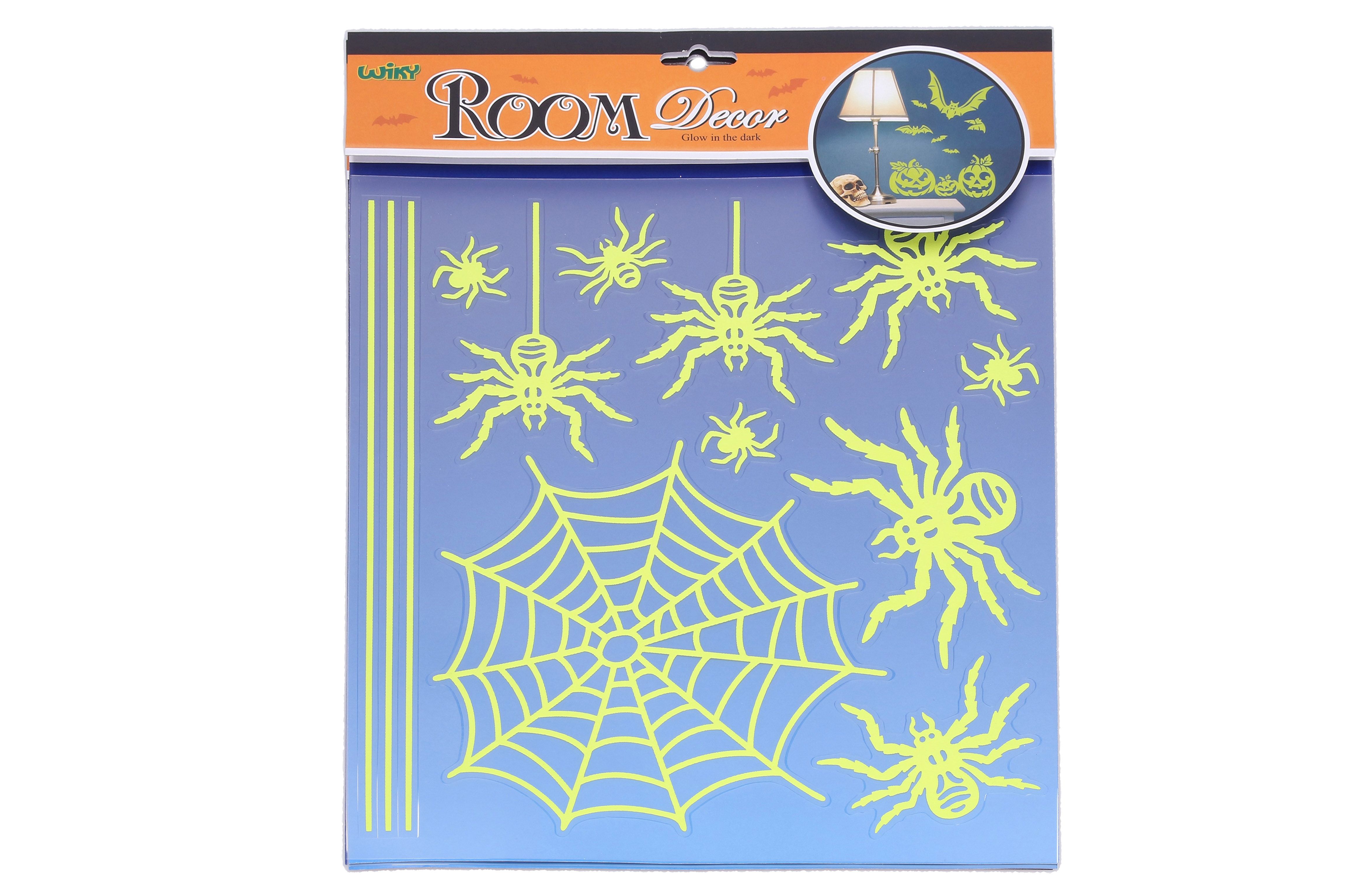 Nálepky na zeď svítící ve tmě 38x31 cm Pavouci HALLOWEEN